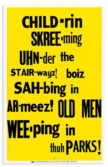 RUPPERSBERG, ALLEN. The Singing Posters: Allen Ginsbergs Howl, Parts II & III.